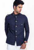 Mr Button Solid Blue Blazer Men