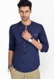 Mr Button Solid Blue Casual Shirt Men