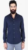 Mr Button Solid Blue Shirts Men