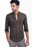 Mr Button Solid Brown Casual Shirt Men