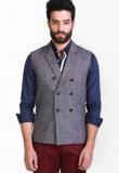 Mr Button Solid Grey Waistcoat Men