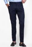 Mr Button Solid Navy Blue Formal Trouser Men