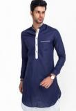 Mr Button Solid Navy Blue Kurta Men