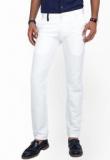 Mr Button Solid White Casual Trouser Men