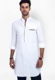 Mr Button Solid White Kurta Men