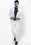 Mr Button Solid White Suit Men