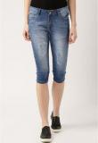 Ms Taken Blue Solid Capris women