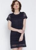 Ms Taken Navy Blue Coloured Solid Shift Dress women