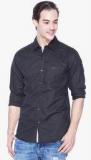 Mufti Black Solid Slim Fit Casual Shirt men