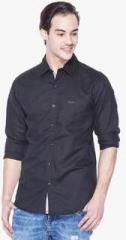 Mufti Black Solid Slim Fit Casual Shirt men