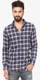 Mufti Blue Checked Casual Shirt Men