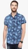 Mufti Blue Printed Casual Shirt Men