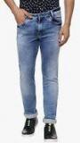 Mufti Light Blue Washed Mid Rise Slim Fit Jeans Men