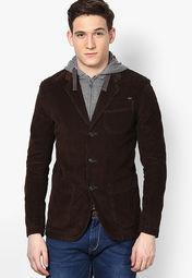 Mufti Solid Coffee Blazer Men