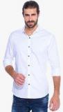 Mufti White Solid Slim Fit Casual Shirt Men