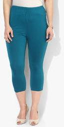 Mustard Aqua Blue Solid Capri women