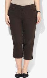 Mustard Brown Solid Capris Women