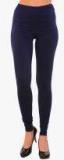 Mustard Navy Blue Solid Leggings Women