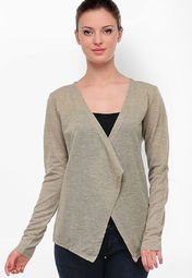 Mysin Beige Solid Shrug Women