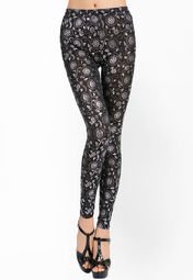 N-gal Black Sunflower Print Leggings Women