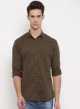 Nature Casuals Olive Green Slim Fit Solid Casual Shirt Men