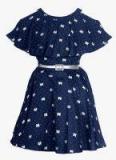 Naughty Ninos Navy Blue Printed Fit And Flare Dress Women