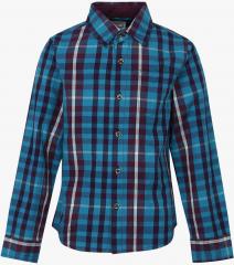 Nauti Nati Blue & Burgundy Checked Casual Shirt boys