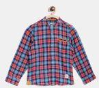 Nauti Nati Blue & Pink Regular Fit Checked Casual Shirt Boys