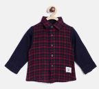 Nauti Nati Navy & Maroon Regular Fit Checked Casual Shirt boys