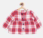 Nauti Nati Red & Off White Checked Padded Jacket Girls