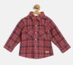 Nauti Nati Rust Red & Navy Regular Fit Checked Casual Shirt Boys