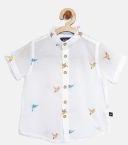 Nauti Nati White Printed Casual Shirt Boys