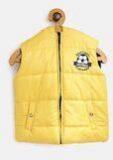 Nauti Nati Yellow Solid Sleeveless Hooded Padded Jacket Boys