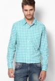 Nautica Aqua Blue Checks Casual Shirt men