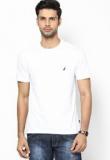 Nautica White Solid Round Neck T Shirt Men