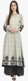 Nayo Beige Printed Kurta Skirt Set women