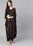 Nayo Black Printed Palazzo Saree With Blouse women