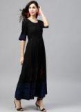 Nayo Black Solid Maxi Dress women