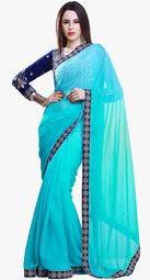 Nayonikaa Aqua Blue Embroidered Saree women