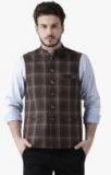 Neudis Brown Checked Nehru Jacket Men