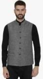 Neudis Grey Woven Design Nehru Jacket Men