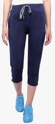 Neva Navy Blue Solid Capri women