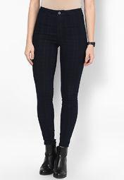 New Look Navy Check Superskinny Disco Jeans Women