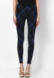 New Look Navy Diagonal Tartan Legging Women