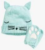 Next Aqua Blue Beanie With Gloves Girls