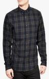 Next Black/Khaki Check Long Sleeve Shirt Men