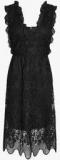 Next Black Ruffle Lace Midi Dress Women