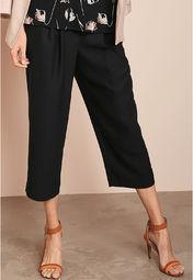 Next Black Satin Back Cropped Trousers Women