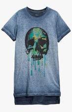 Next Blue Drippy Skull T Shirt Boys