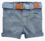 Next Blue Textured Shorts With Belt boys